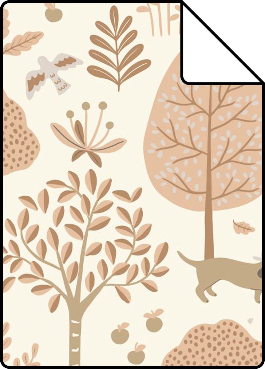 Proefstaal ESTAhome behang honden beige en zacht roze - 26.5 x 21 cm - 139710-S