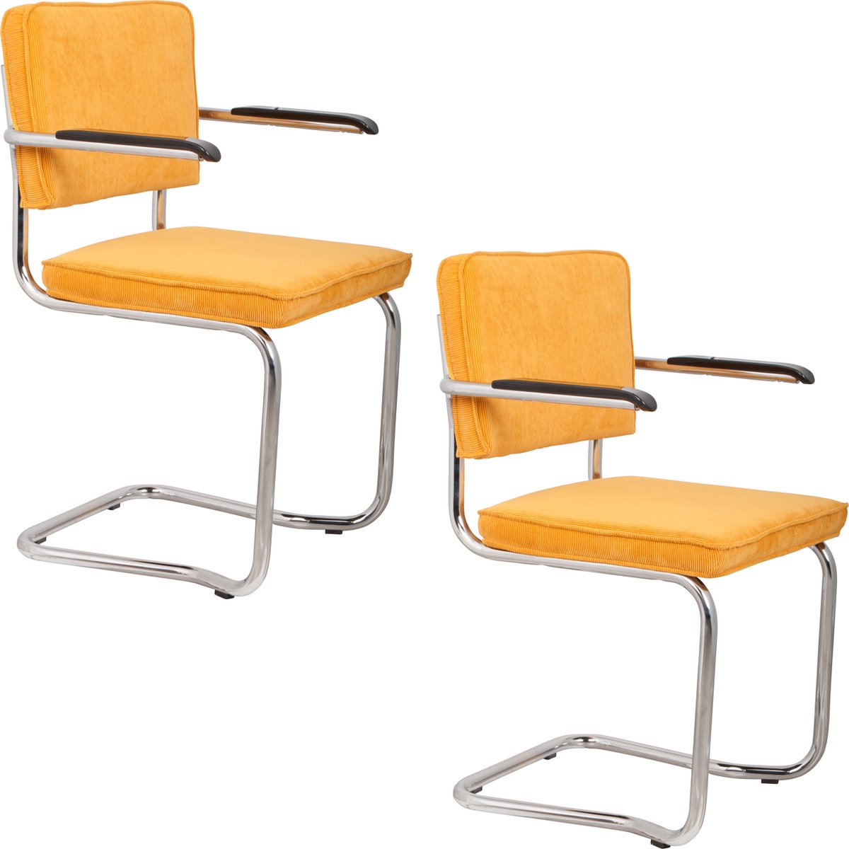 Ridge Kink Rib Eetkamerstoelen Armleuning Geel - Set van 2