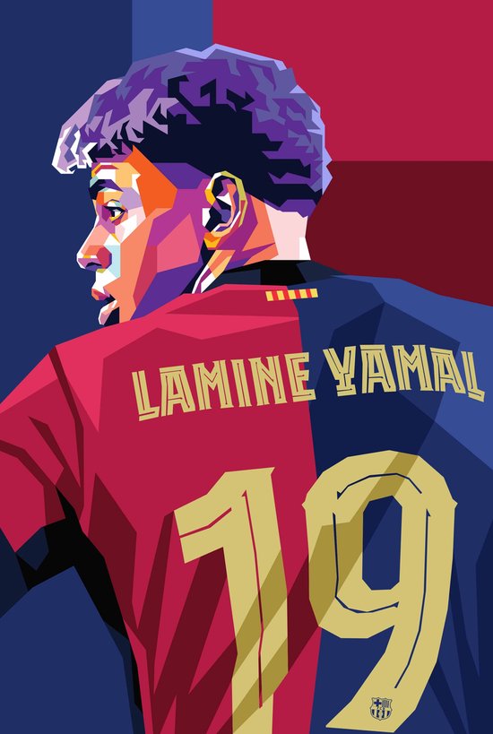 Lamine Yamal Poster | Voetbal Affiche | Affiche Pop Art | Affiche de Sport | Affiche Action | Talents de Voetbal Poster | Affiche emblématique | Icône du sport Poster | 51x71cm | Décoration murale | Affiche murale | Convient pour l'encadrement