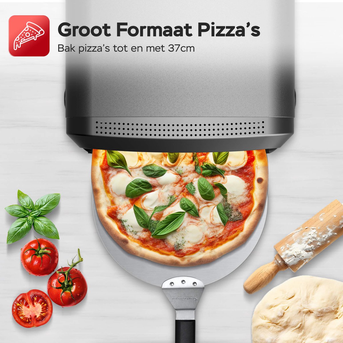 TurboTronic PO14 Elektrische Pizza Oven – Slimme Pizzaoven tot 450 °C – Zwart – foto 5