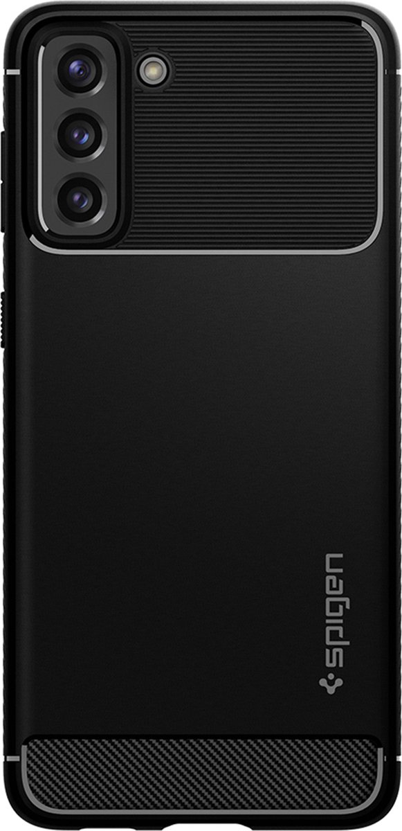 Spigen - Samsung Galaxy S21 Hoesje - Back Case Rugged Armor Mat Zwart