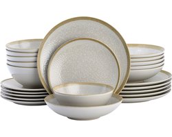 Lite-Body Serviesset Hermes - Beige Wit - 6 persoons - 24 delig - Bordenset - Ontbijtborden - Dinerborden - Diepe borden - Kommen - Servies - Vaatwasser en Magnetronbestendig - Chic en Trendy Lite-Body Serviesset Hermes - Beige Wit - 6 persoons - 24 delig - Bordenset - Ontbijtborden - Dinerborden - Diepe borden - Kommen - Servies - Vaatwasser en Magnetronbestendig - Chic en Trendy