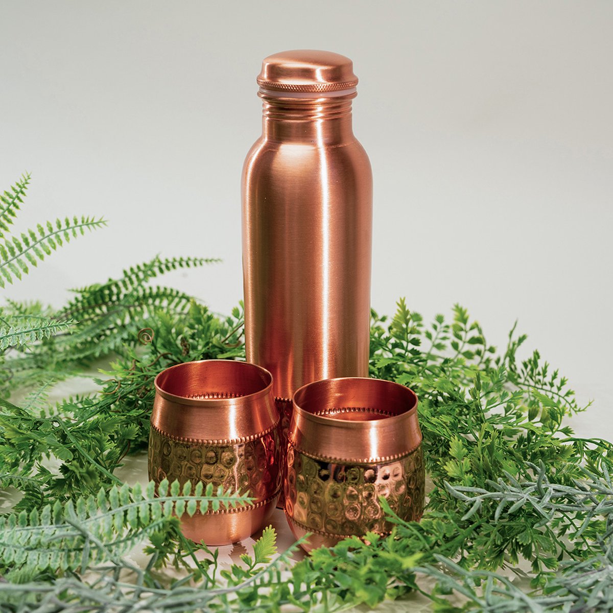 Lot De 2 Gobelets En Acier Inoxydable Martelé Et Intérieur En Cuivre