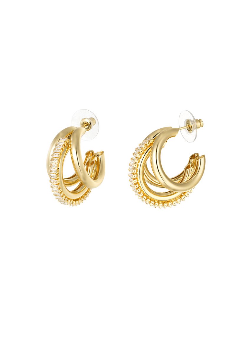 Luxe feestelijke shiny party oorbellen , oor stekers - kleur goud met steentjes - earrings - feest - cadeau idee mam