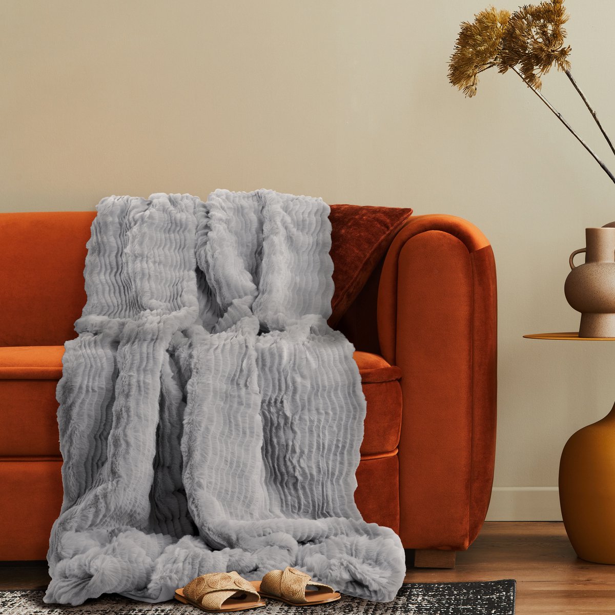 Paco Home Decoratieve Woonkamer Deken Knusse Sprei Bank Deken Wasbaar Slaapkamer Grijs