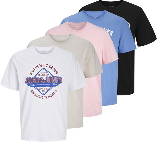JACK&JONES - JJELOGO TEE SS O-NECK 2COL S25 5P MP PLS - Jongens - T-shirts