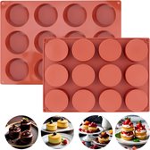 Bol.com Lynn's siliconen bakvorm - 12 ronde holtes van 5cm - Cake mousse chocolade petit fours gebak oreo taart koek pudding zee... aanbieding
