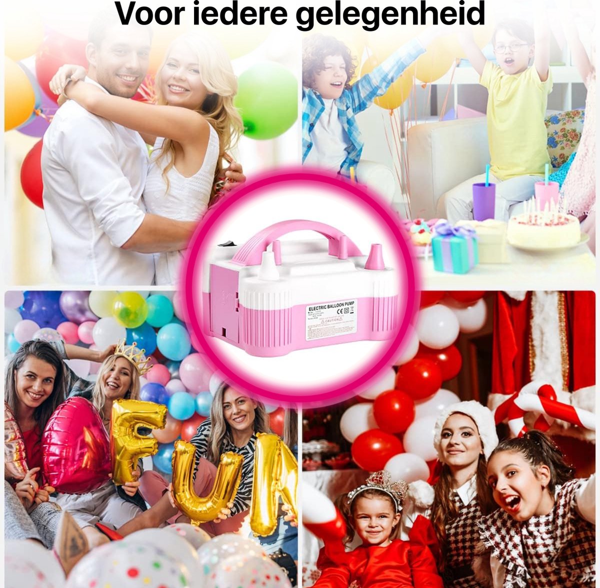 Elektrische Ballonnenpomp - Snel Feest Ballonnen Opblazen - Ballonnenboog Ballon Pomp - Verjaardag Versiering Decoratie - Roze — afbeelding 6