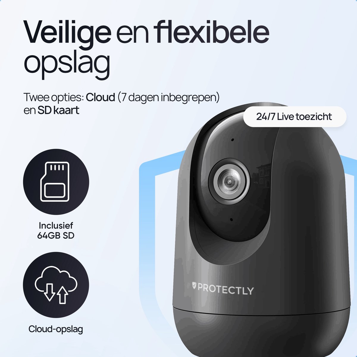 Protectly 2K Beveiligingscamera binnen met 64GB SD en app thumbnail 6