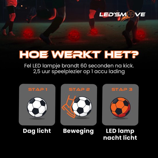 Voetbal Lumineux LedsMove | Boule Lumineuse avec Lumière | Ballon de football LED | Brillent dans le noir | Jouets lumineux | Balle Taille 5 - Modèle LS2 Traditionnel