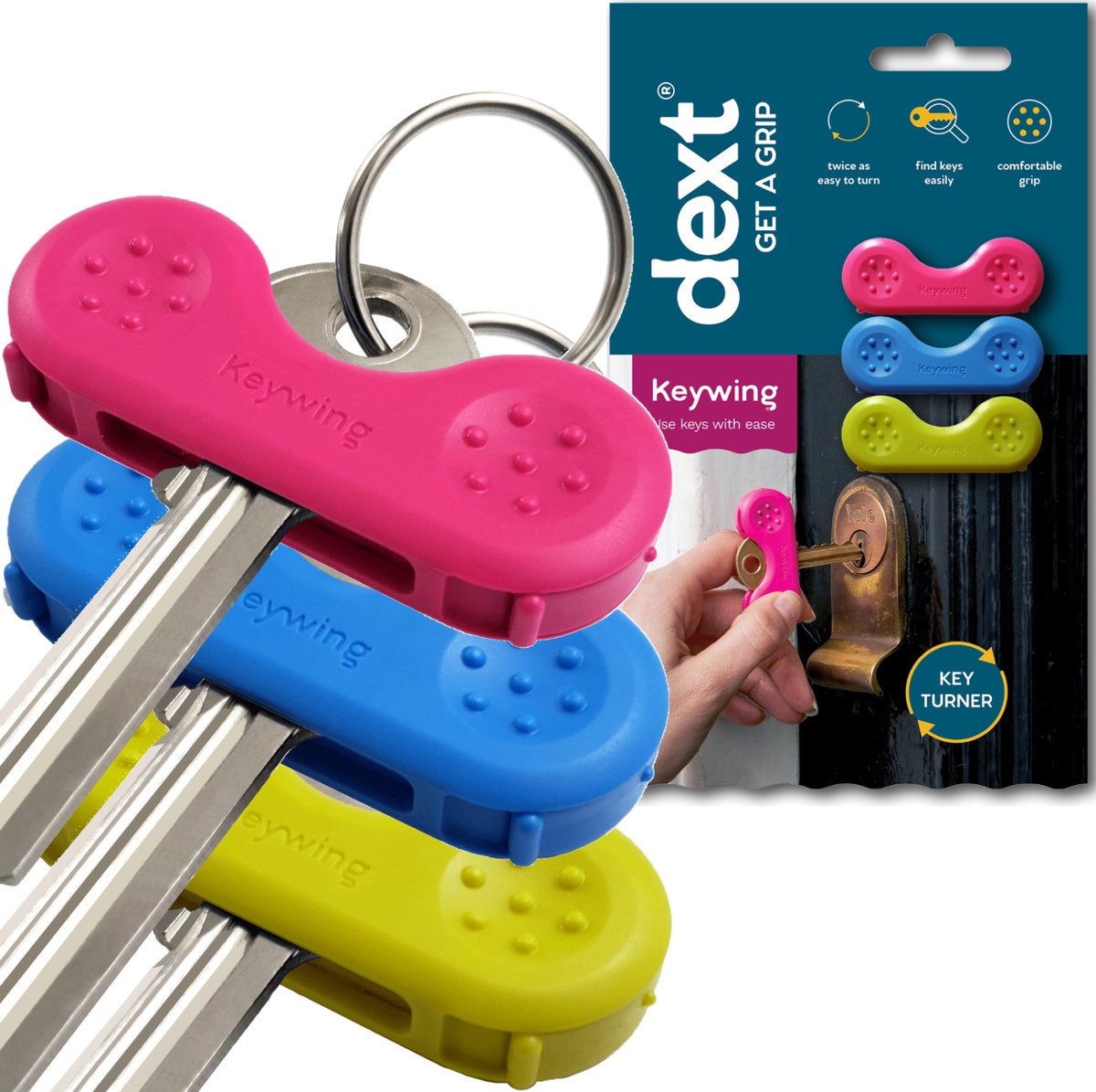 Goedkoopste Keywing sleutelhulp- blauw, groen en roze