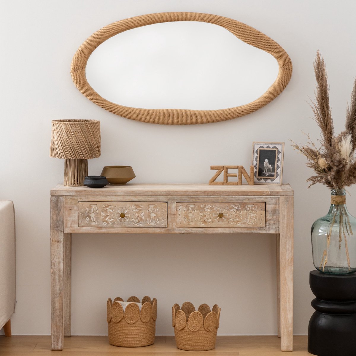 Atmosphera Set van 3 mandjes - Ø22/26/29cm - Beige