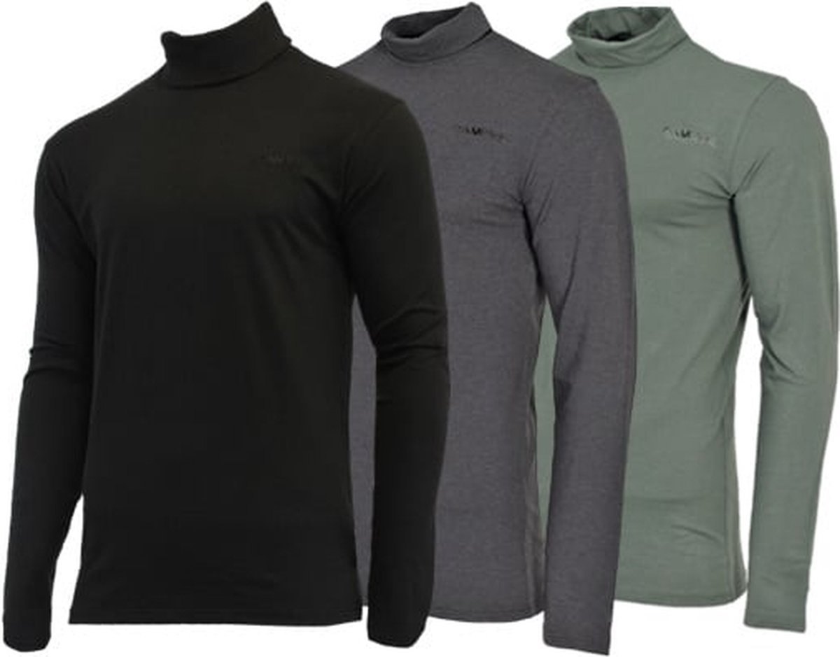 3-Pack Campri Skipully Wintersportpully Heren /Charcoal-marl/Jungle 645 Zwart