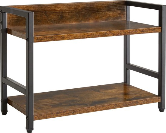 Wenko – Etagère d'angle en métal noir et bambou – 2 niveaux 30 x 33 x 30 cm – Rangement pour épices et objets décoratifs – Installation facile