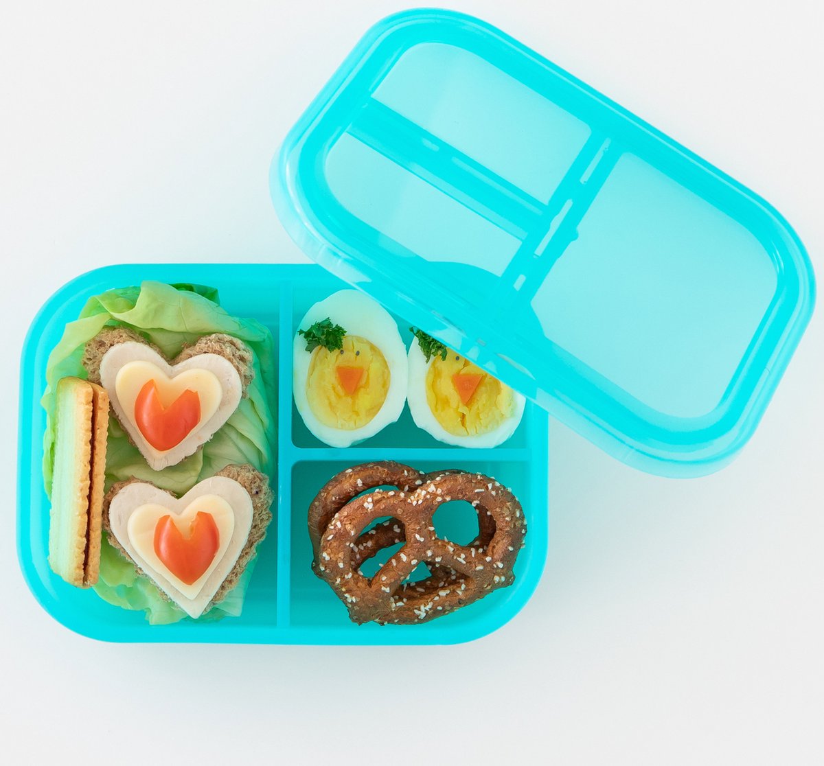 Bumkins - Siliconen Bento Box | Broodtrommel met Vakjes voor Kinderen - Lekvrije Lunchbox voor School & Opvang - Blauw