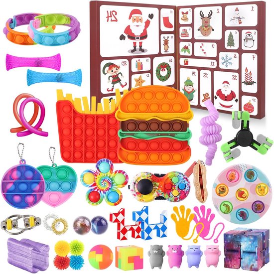oCreon Fidget Toys Adventskalender 2024 met 24 Stuks Zintuiglijk Speelgoed voor Kinderen