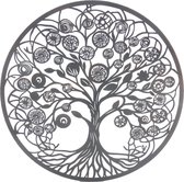Levensboom | vrolijke aarde | lasergesneden wandornament van kwaliteitsmetaal | 60×60 | tree of life