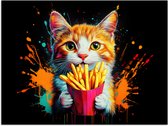 Affiche 40x30 cm - Chat - Nourriture - Frites - Graffiti - Abstrait - Posters - Décoration murale cuisine - Décoration murale Décoration murale salon - Accessoires décoratifs - Décoration murale chambre