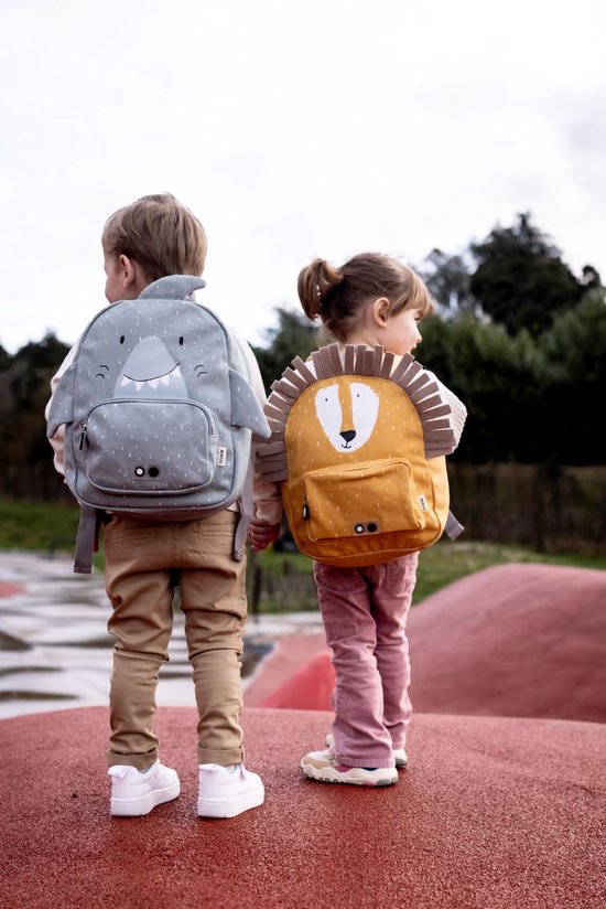 Trixie Rugzak - Mr. Shark - Schooltas Waterafstotend - Boekentas voor Kind - Voor Jongens en Meisjes - Geschikt als Gymtas - Grijs - Haai