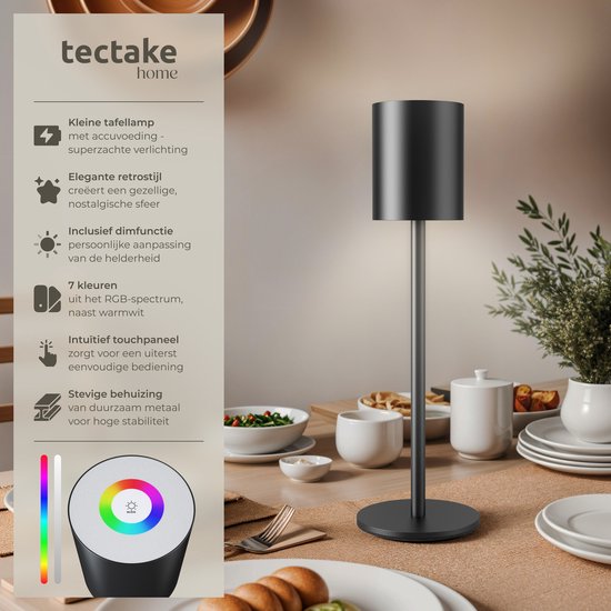 TecTake Tafellamp - Paddenstoeldesign - 40 W - 25 X 25 X 37 Cm Zwart 1077742100