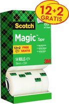 Value Pack: 12 x Scotch® Magic™ Tape, Kartonnen Toren, 19 mm x 33 m + 2 Rol GRATIS