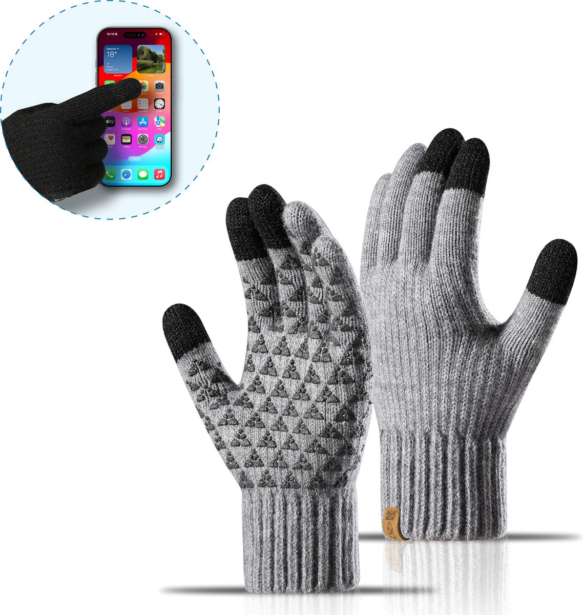 MobyDefend Touchscreen Handschoenen - Grijs - Maat S/M