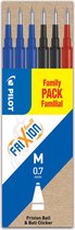 Set van 6 - Vulling FriXion Ball 0.7 - Zwart, Blauw, Rood - Medium penpunt
