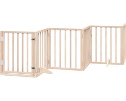 vidaXL - Hondenhek - met - deur - opvouwbaar - 6 - panelen - 300 - cm - populierenhout