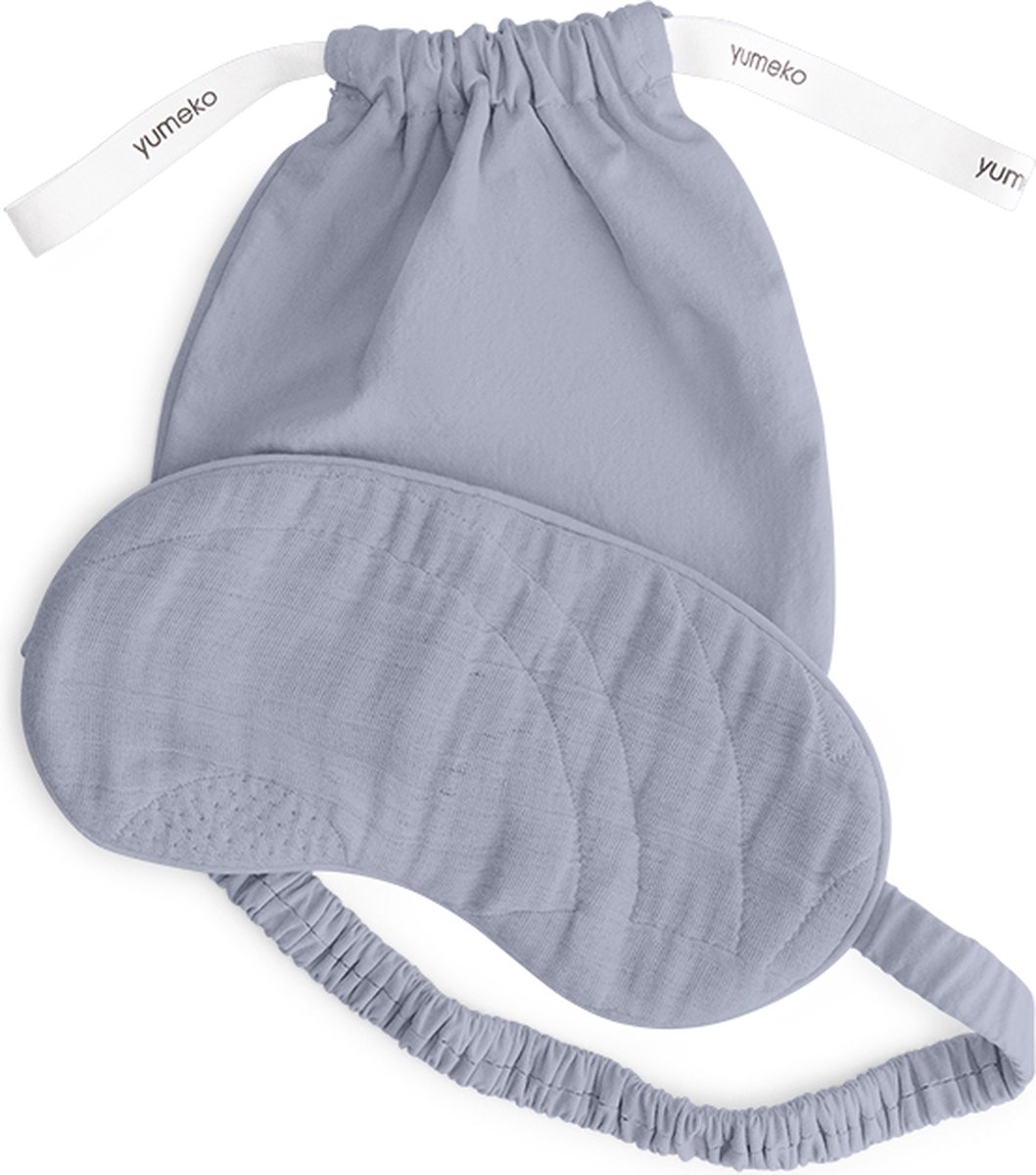 Yumeko slaapmasker mousseline katoen arch lavendel blauw