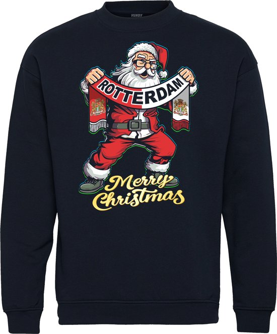 Kersttrui Kerstman Rotterdam | Foute Kersttrui Dames Heren | Kerstcadeau | Geen officieel Feyenoord artikel | Navy | maat M
