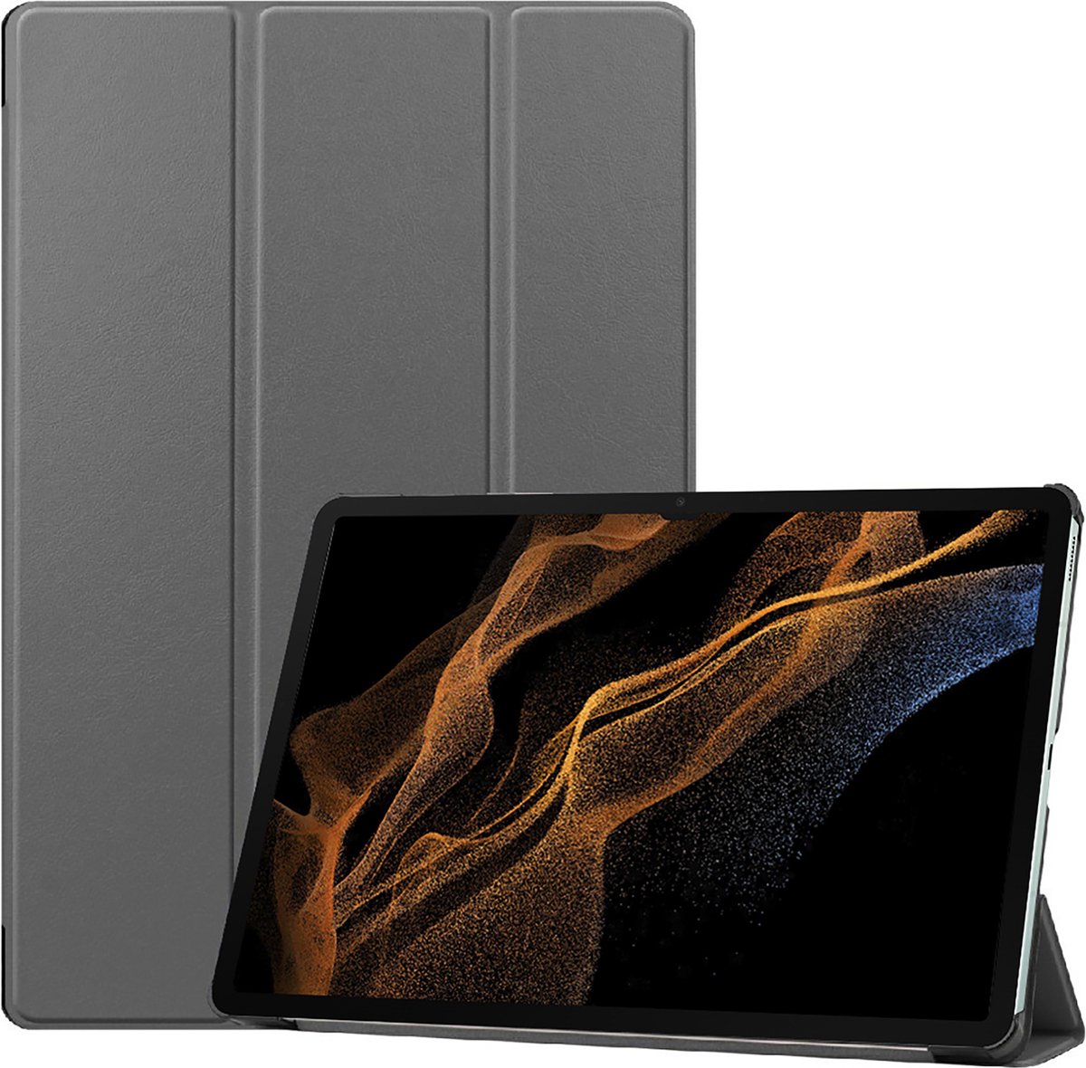 Cazy tablet Hoes geschikt voor Samsung Galaxy Tab S8 Ultra - TriFold Bookcase - Grijs