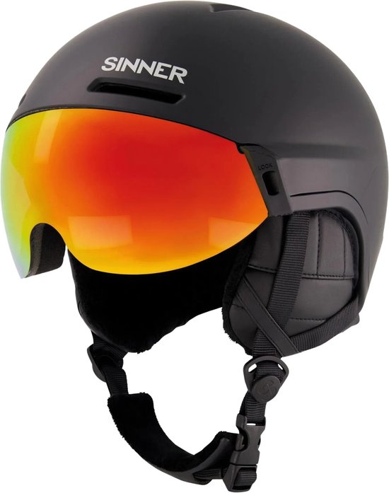 SINNER MontBLANC VISOR Unisex Skihelm - MATTE Zwart - Maat L,59-61 cm