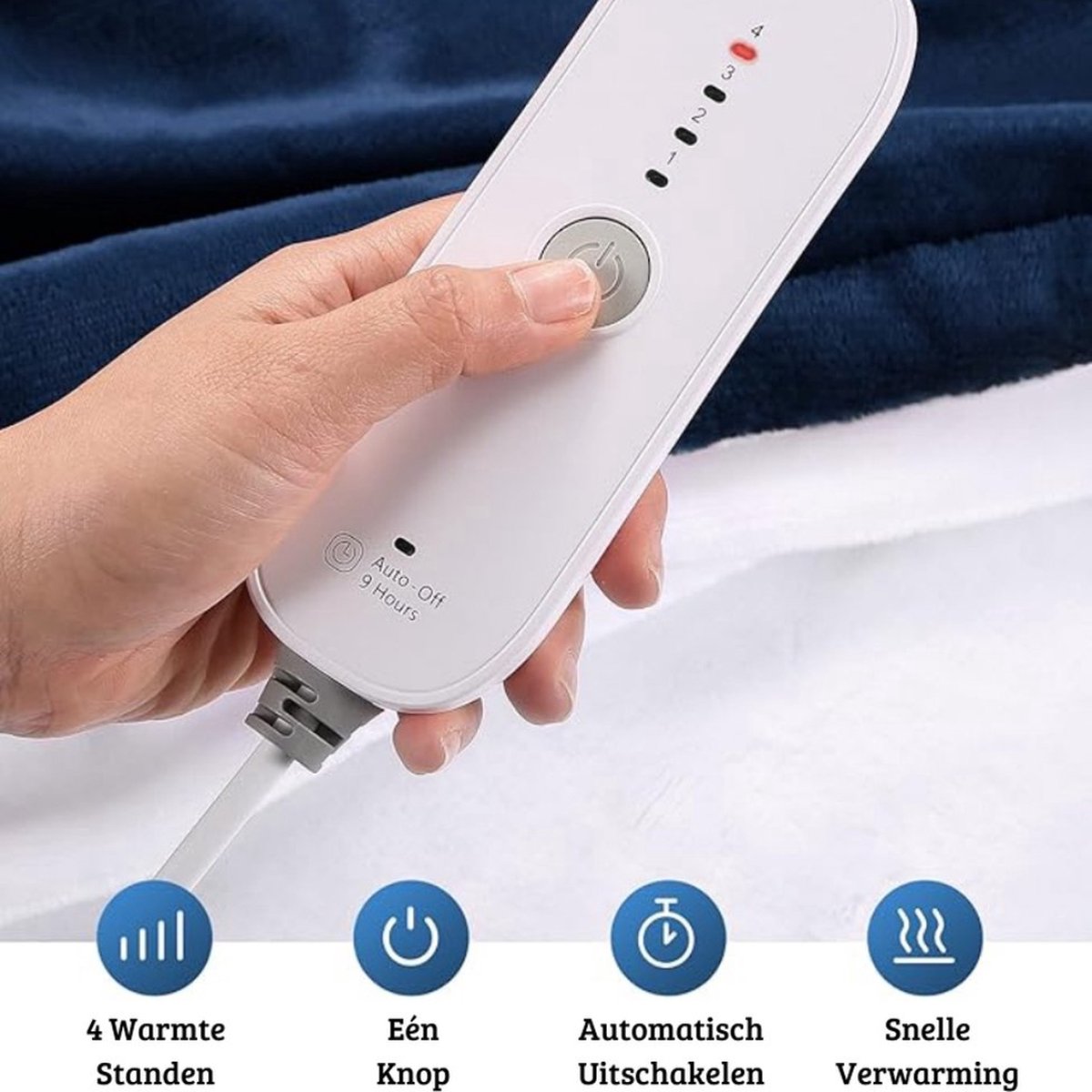 Luxe Warmtedeken – Verwarmde Deken – Elektrisch – Electric Blanket – Heating – Voor op de Bank – Draadloos – Fleece – USB – Stoel – Blauw — cadeau in Wonen & Interieur - foto 2