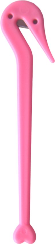 Roze elastiek snijder in de vorm van een flamingo.