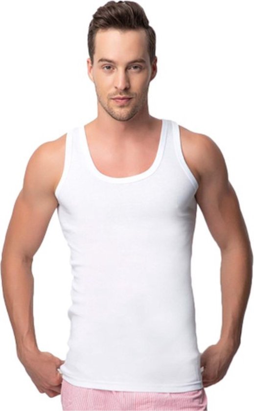 Pack de 3 débardeurs pour homme – 100 % coton – Blanc – Taille L