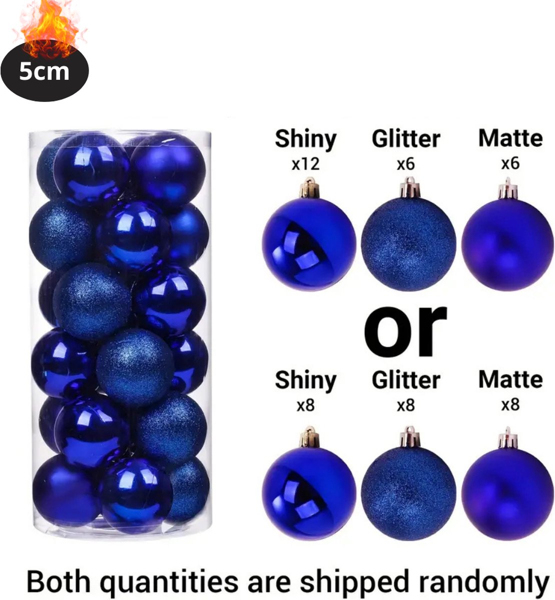 Bovista Kerstballen - Kerstversiering - Plastic - Blauw - 5 cm - 24 stuks