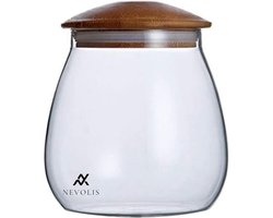 Nevolis Glass Jar Airtight Food Storage Jars With Wooden Lid Transparent Storage Jar Home Storage Container For Tea Coffee Seasoning Candy-400ML .