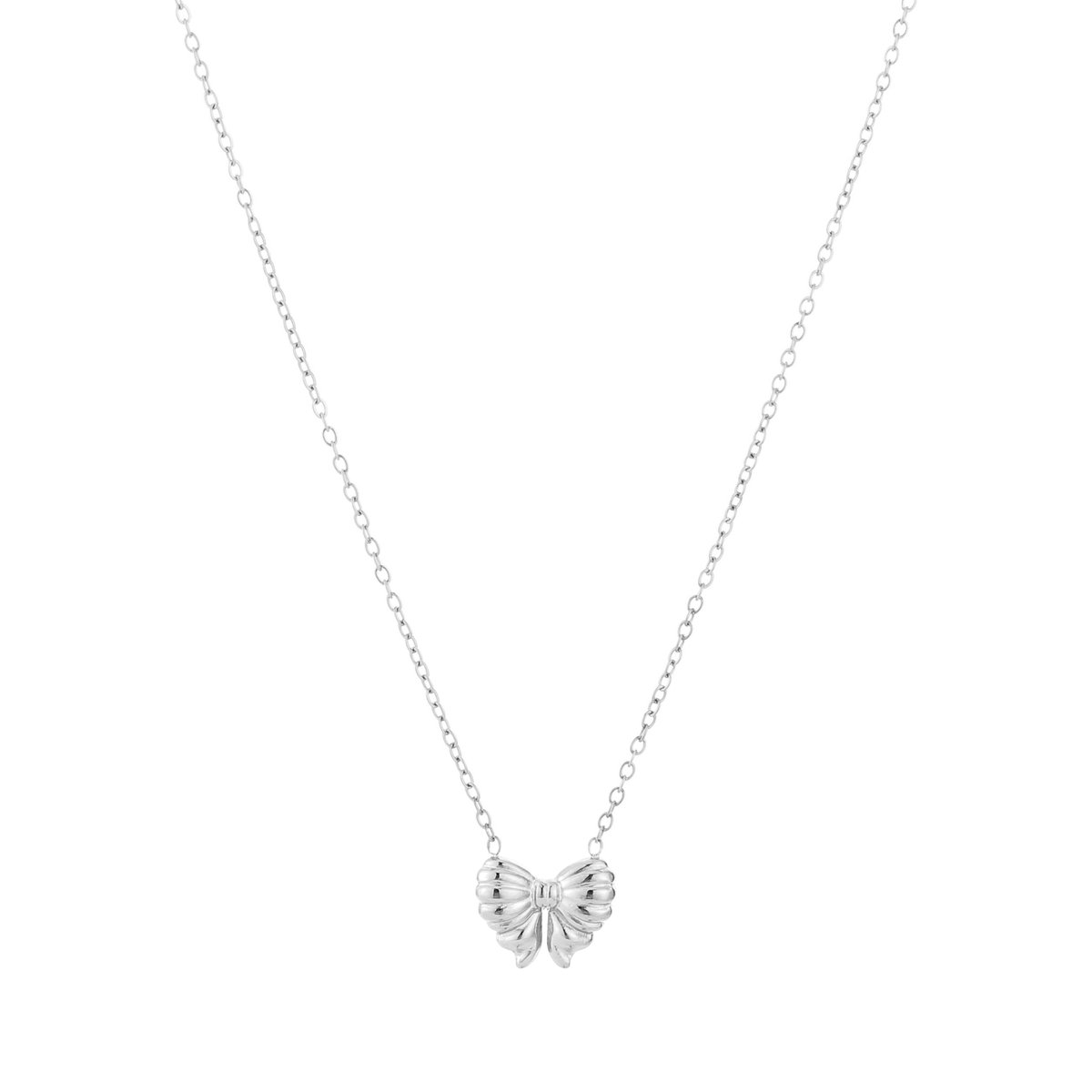 Minimalistische ketting met strikje - Ketting - 40 + 5 cm - Stainless Steel (verkleurt niet!) - Zilveren ketting - Waterproof necklace - Dames ketting - Nikkel vrij - Kerst cadeau - Sinterklaas cadeau - Valentijn - Moederdag - Ketting voor kinderen