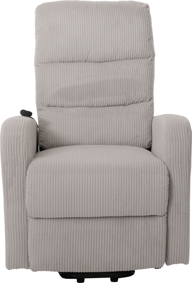 Cosmo Casa TV Stoel - Relaxstoel - Lig- en Opsteunfunctie - Metaal Textiel Cord - Lichtgrijs