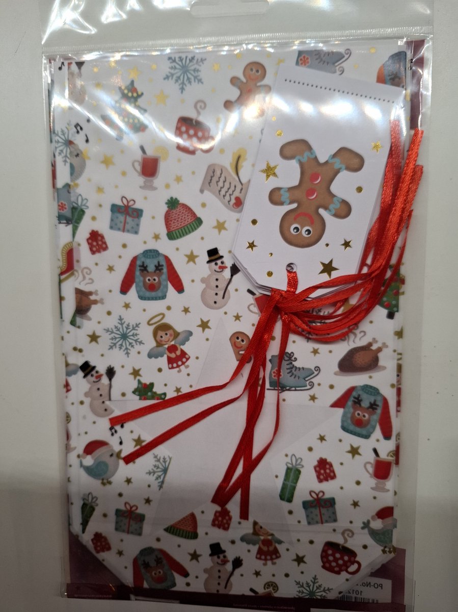 deco heitman 6 geschenktasjes met kerst afbeelding en label voor tekst