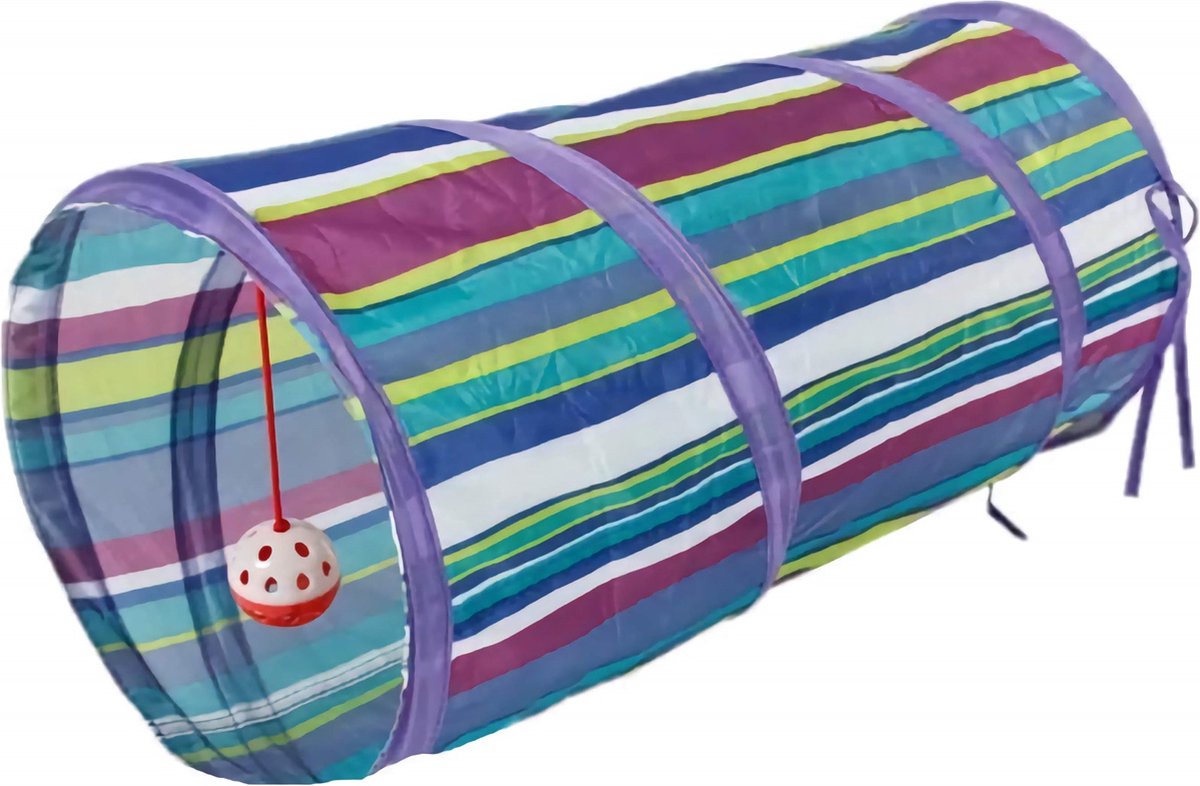 Nobleza Kattentunnel - Speeltunnel voor Katten - Kattenspeelgoed met Balletje en Bel - 50 cm - Blauw