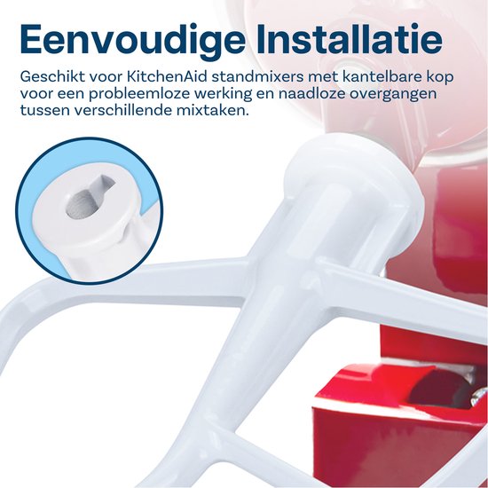 Platte Mixer K45B voor KitchenAid 4,5-5 Quart Tilt-Head Stand Mixers Artisan & Classic Series van MMOBIEL - Aluminium Opzetstuk Keuken - Platte Deegklopper Accessories - Enkel Handwas van MMOBIEL — afbeelding 5