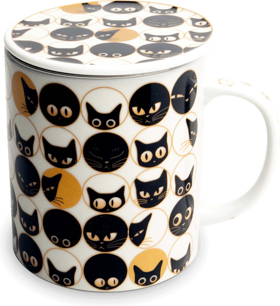 Edo Japan Theemok Set Cat - Theeset met katten illustratie - Losse inox theefilter