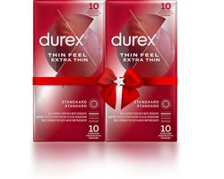 Durex Condooms - Thin Feel Extra Dun 10st x2 - Voordeelverpakking - Cadeau voor man en vrouw