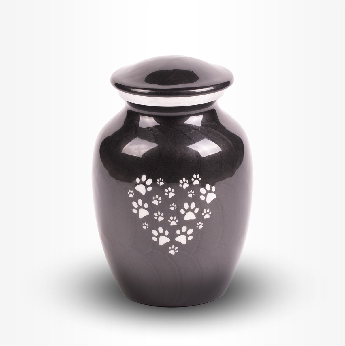 Dieren Urn Hond Kat Middel 750 ml Zwart Wit Pootjes Hart - Dieren Urn voor As Crematie - Urn Hond - Urn Kat