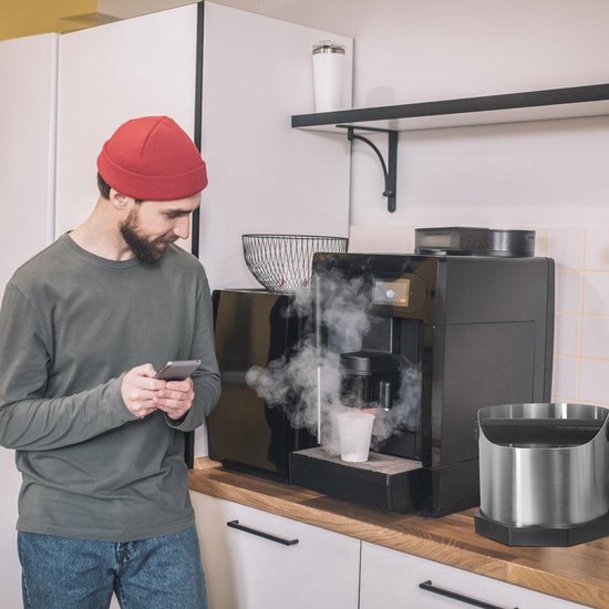 Afklophouder voor zeefdrager, espresso-afklophouder, Knock Box, espresso voor koffiedik met afneembare geluidsabsorberende slagstang, koffiedik afslaghouder voor koffieaccessoires