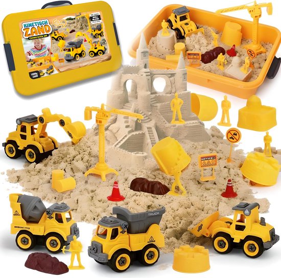 Te Amo - Dynamisch zand - Kinetic bouwplaats sand - Kinetisch speelgoed voor binnen met vormpjes - kenetisch / Dynamisch, Magisch zand - Magic zandbak - Inclusief Speelzand- & Opbergkoffer - Sensorisch montessori - 3,4,5 jaar - Constructie set