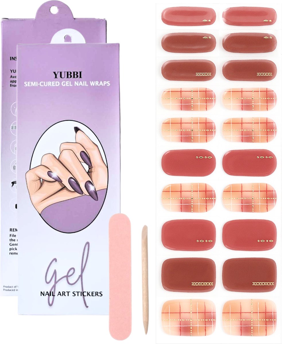Goedkoopste YUBBI Gellak Stickers - Gel Nail Wraps - Gelnagel Manicure - UV Nagelstickers - The Rose Lining