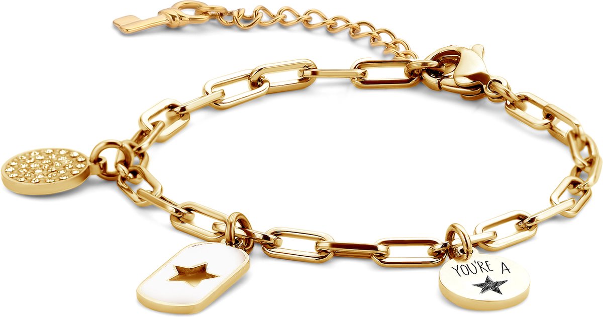 Special Moments 8KM-BL0002 Stalen armband - 16,5 + 3 CM - You're a star - Goudkleurig