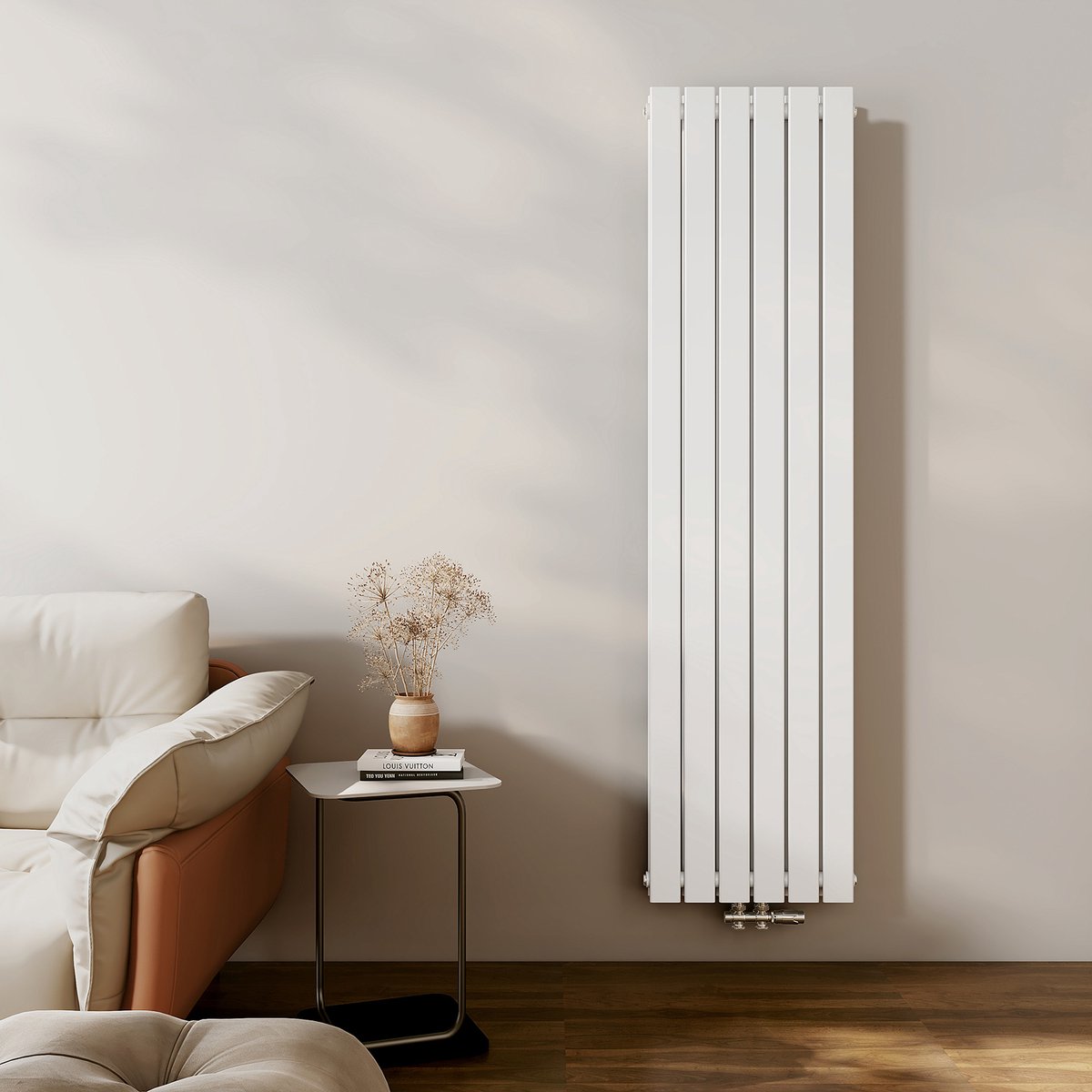 EMKE Radiator - Dubbel-Laags Plat - Glanzend Wit - 180x46 cm - 1670 W - Kolomradiator Vertical - Verwarming voor Alle Ruimtes